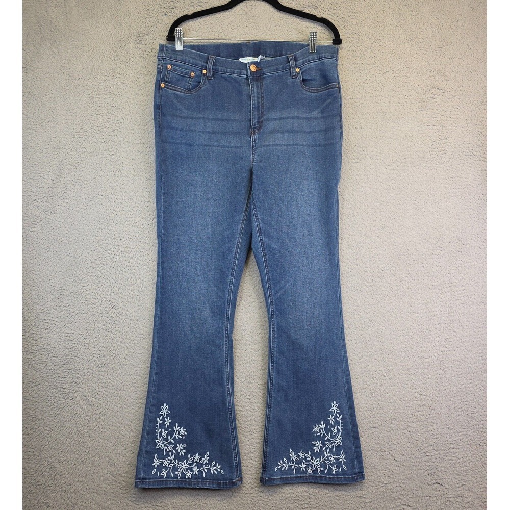 Canyon Retreat Jeans‎ Womens 14 Flared High Rise Floral Embroidery Fairy Cowboy